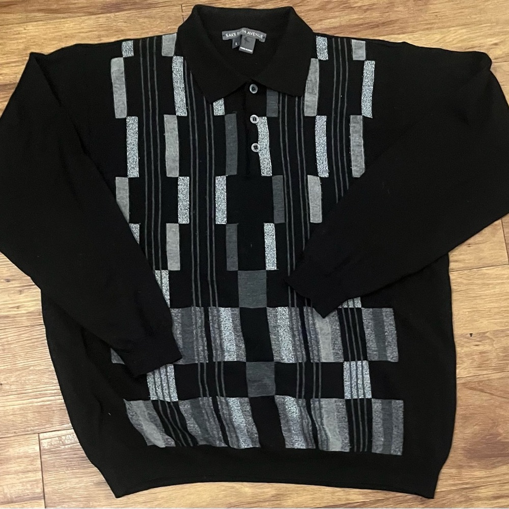 Saks Fifth Avenue Geometric Polo Sweater
